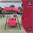 CRO Decor Red Swing Bed with Cushion and Adjustable Roof on Outdoor