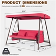 CRO Decor Red Swing Bed with Cushion and Adjustable Roof on Outdoor
