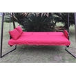 CRO Decor Red Swing Bed with Cushion and Adjustable Roof on Outdoor