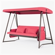CRO Decor Red Swing Bed with Cushion and Adjustable Roof on Outdoor