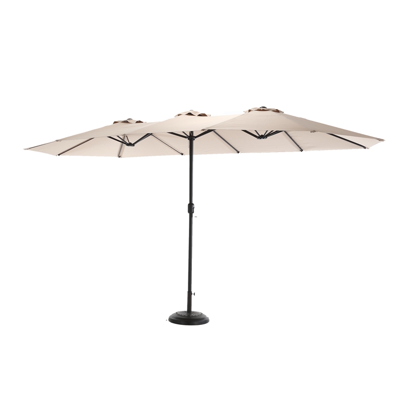 CRO Decor 14.8 Ft khaki outdoor terrace large rectangular double-sided umbrella