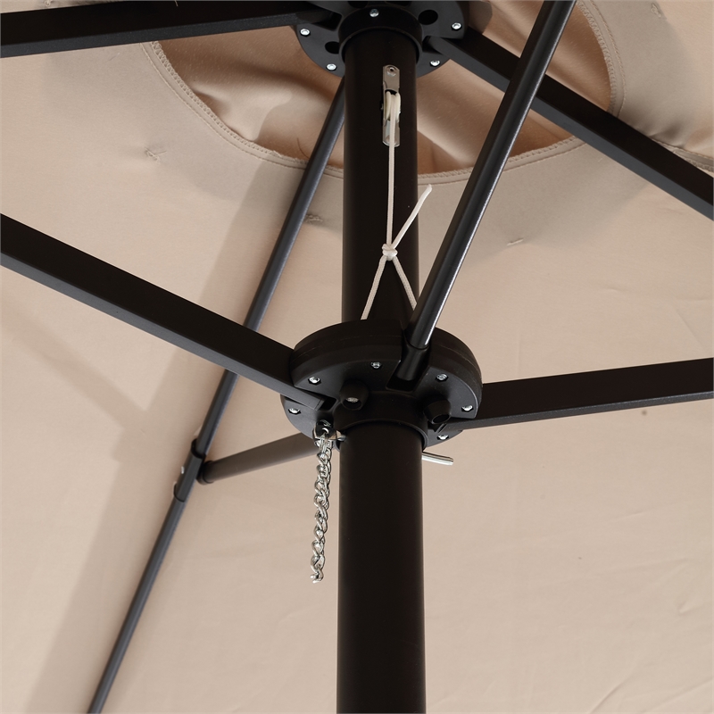 CRO Decor 14.8 Ft khaki outdoor terrace large rectangular double-sided umbrella