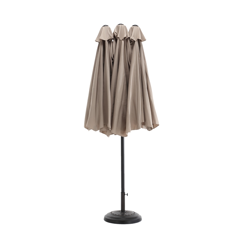 CRO Decor 14.8 Ft khaki outdoor terrace large rectangular double-sided umbrella