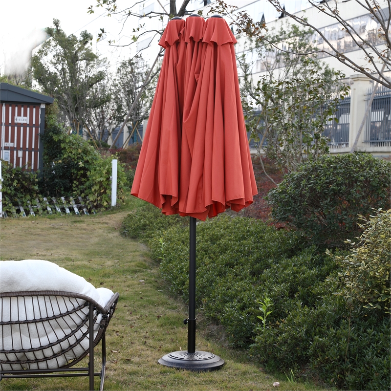 CRO Decor 14.8 Ft Orange outdoor terrace large rectangular double-sided umbrella