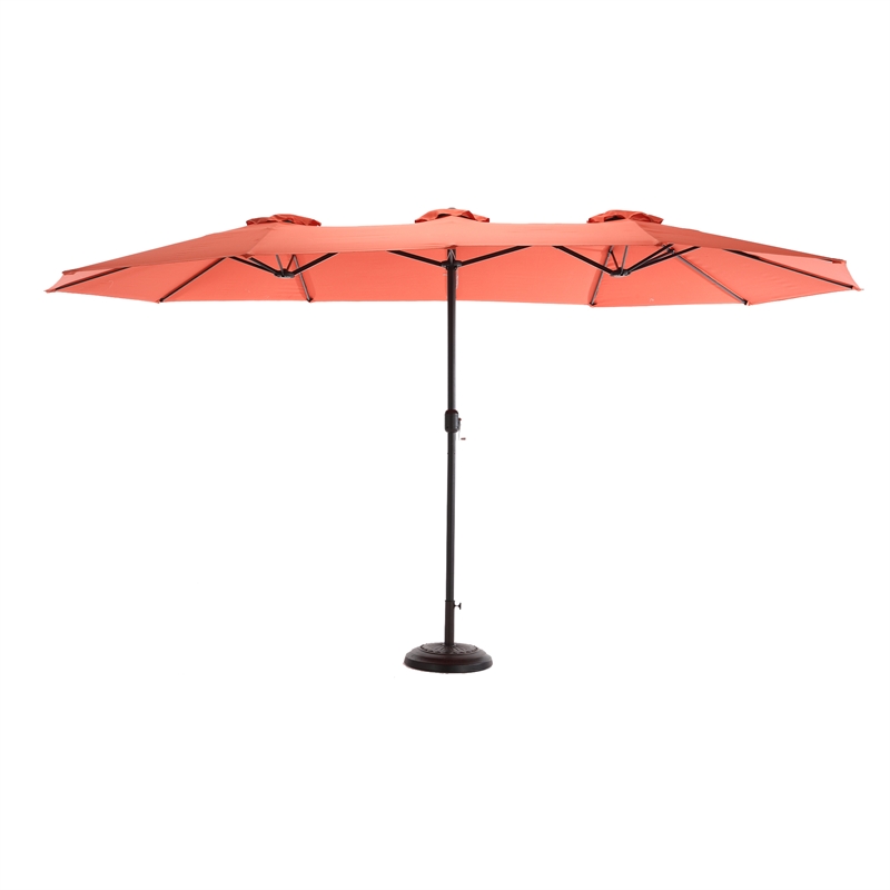 CRO Decor 14.8 Ft Orange outdoor terrace large rectangular double-sided umbrella