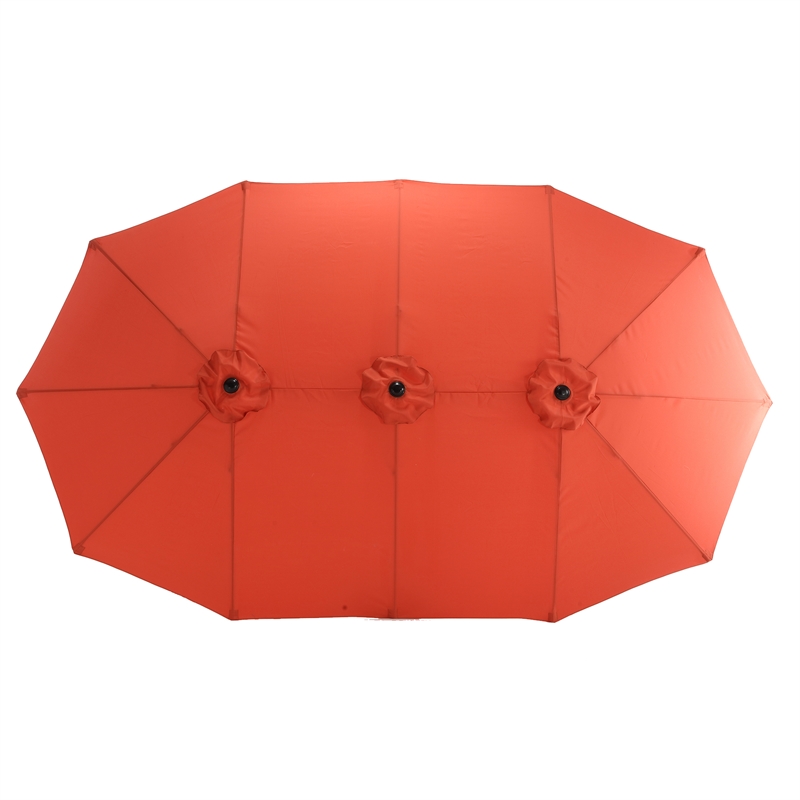 CRO Decor 14.8 Ft Orange outdoor terrace large rectangular double-sided umbrella