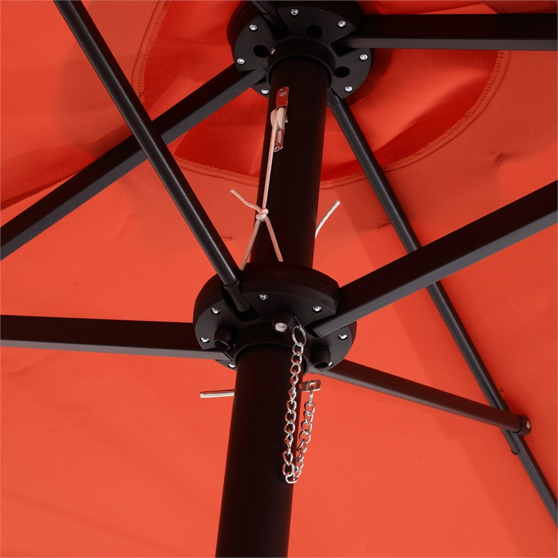 CRO Decor 14.8 Ft Orange outdoor terrace large rectangular double-sided umbrella