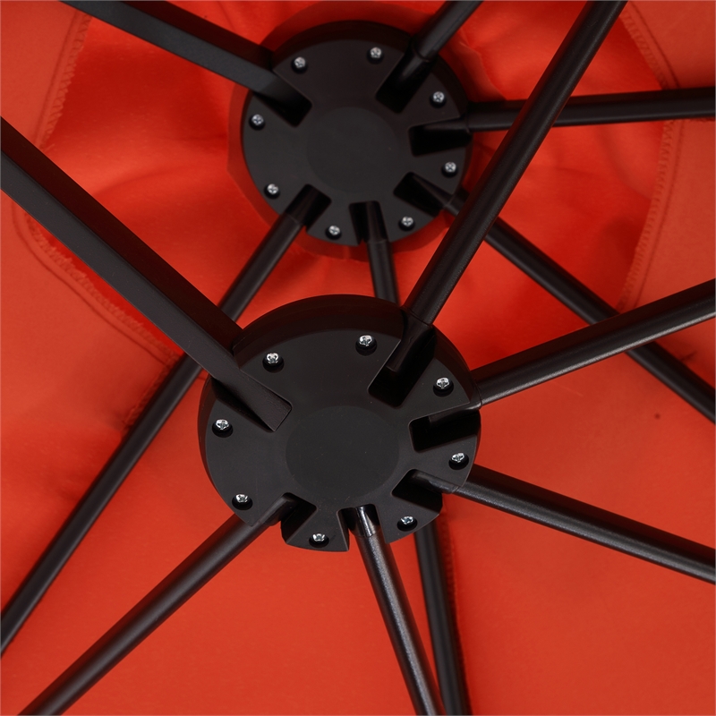 CRO Decor 14.8 Ft Orange outdoor terrace large rectangular double-sided umbrella