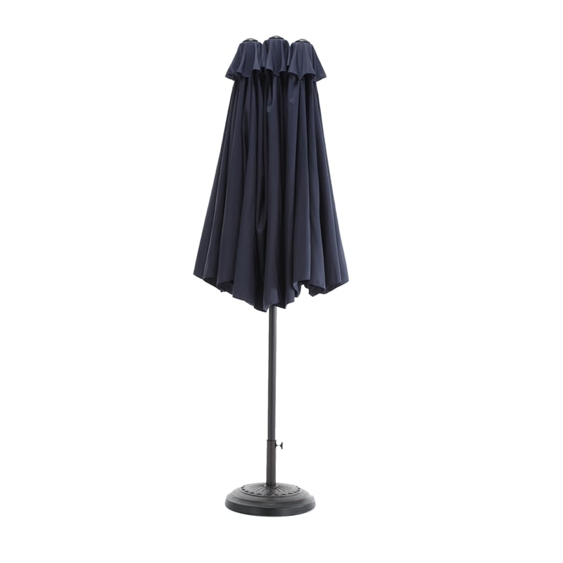CRO Decor 14.8 Ft Navy Blue outdoor terrace large double-sided umbrella