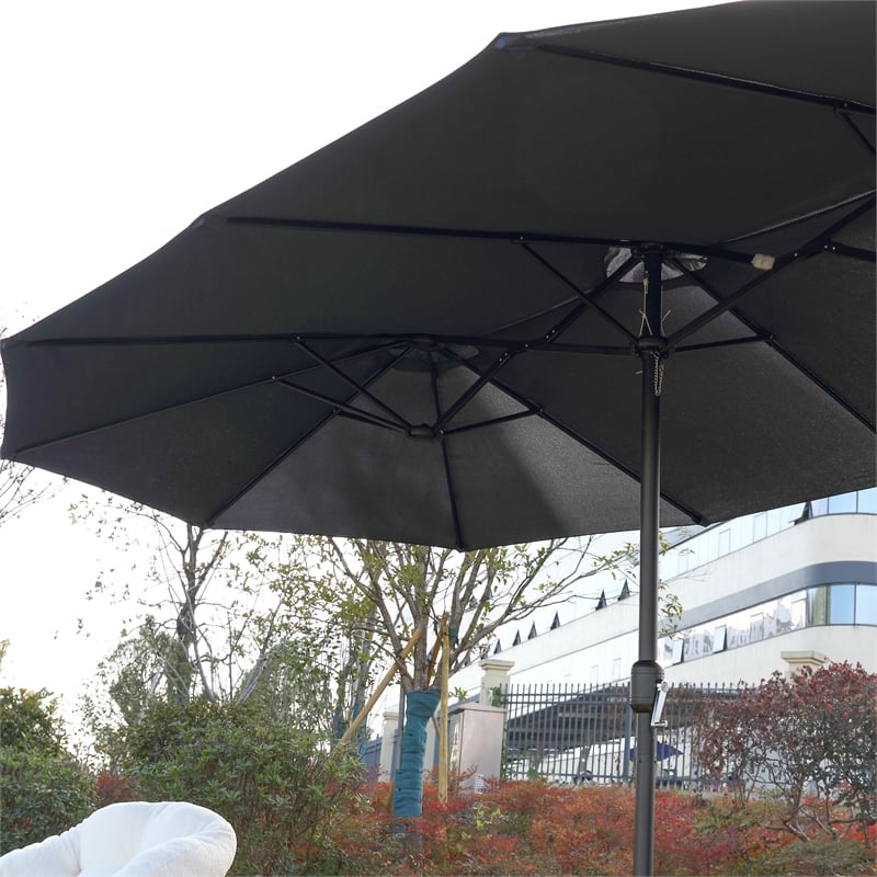 CRO Decor 14.8 Ft Navy Blue outdoor terrace large double-sided umbrella