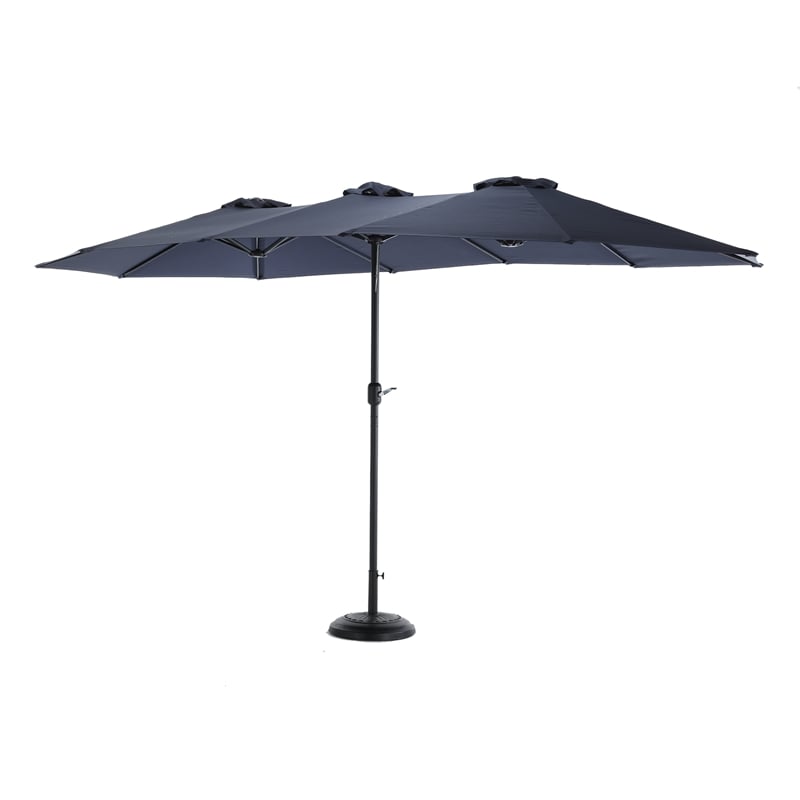 CRO Decor 14.8 Ft Navy Blue outdoor terrace large double-sided umbrella