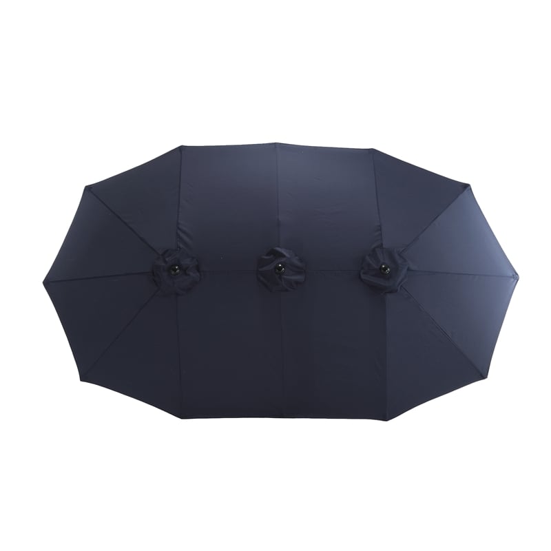CRO Decor 14.8 Ft Navy Blue outdoor terrace large double-sided umbrella