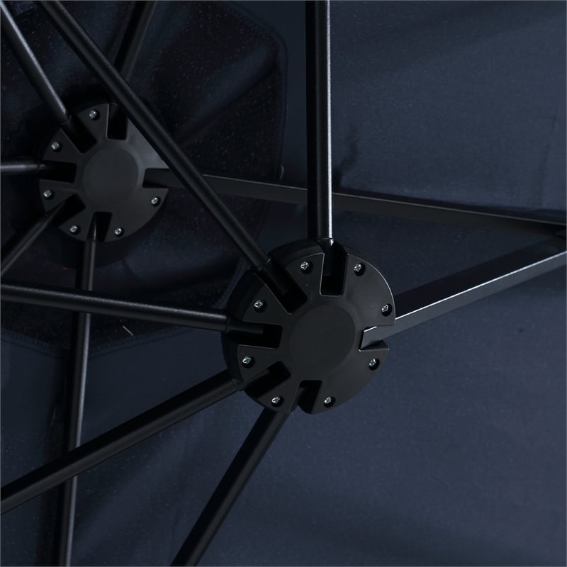 CRO Decor 14.8 Ft Navy Blue outdoor terrace large double-sided umbrella