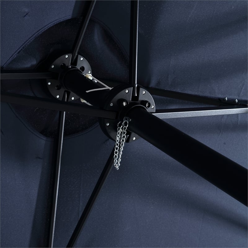 CRO Decor 14.8 Ft Navy Blue outdoor terrace large double-sided umbrella