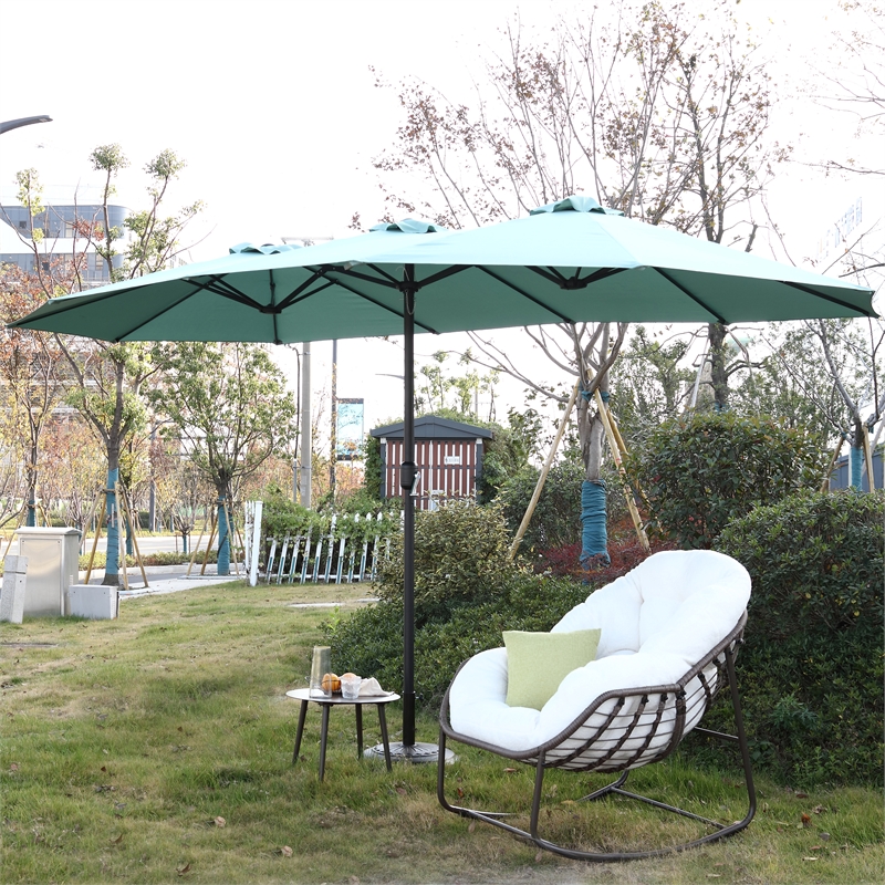 CRO Decor 14.8 Ft Light Green outdoor terrace large double-sided umbrella