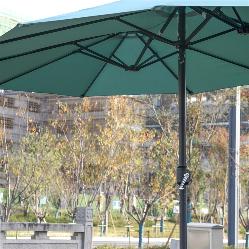 CRO Decor 14.8 Ft Light Green outdoor terrace large double-sided umbrella