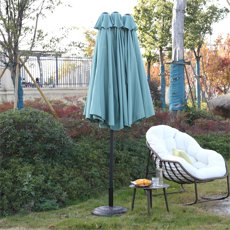 CRO Decor 14.8 Ft Light Green outdoor terrace large double-sided umbrella