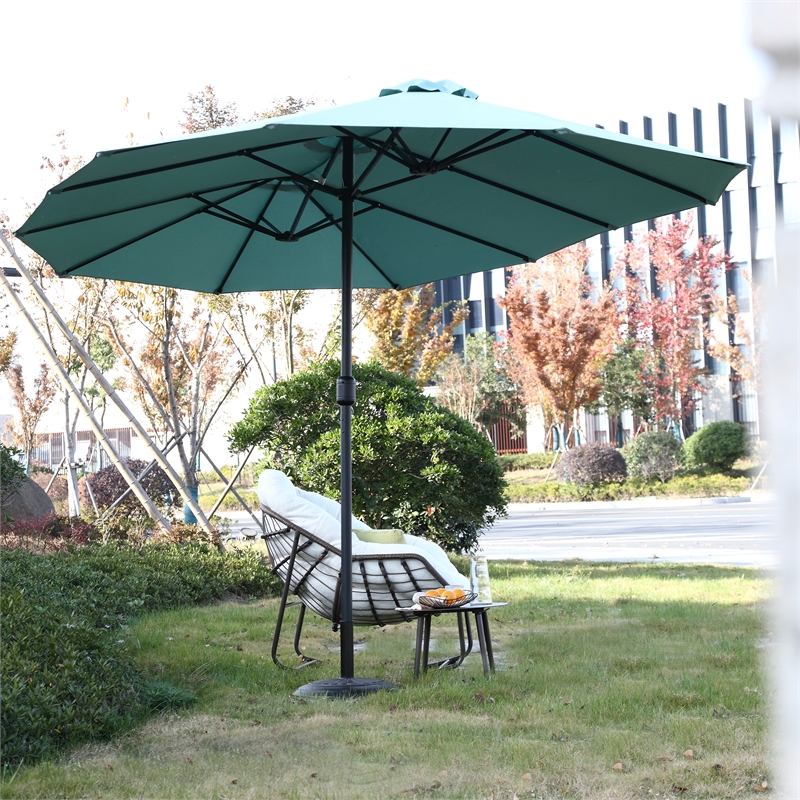 CRO Decor 14.8 Ft Light Green outdoor terrace large double-sided umbrella
