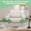 CRO Decor Modern White Velvet 90-degree Swivel Single Sofa Chair