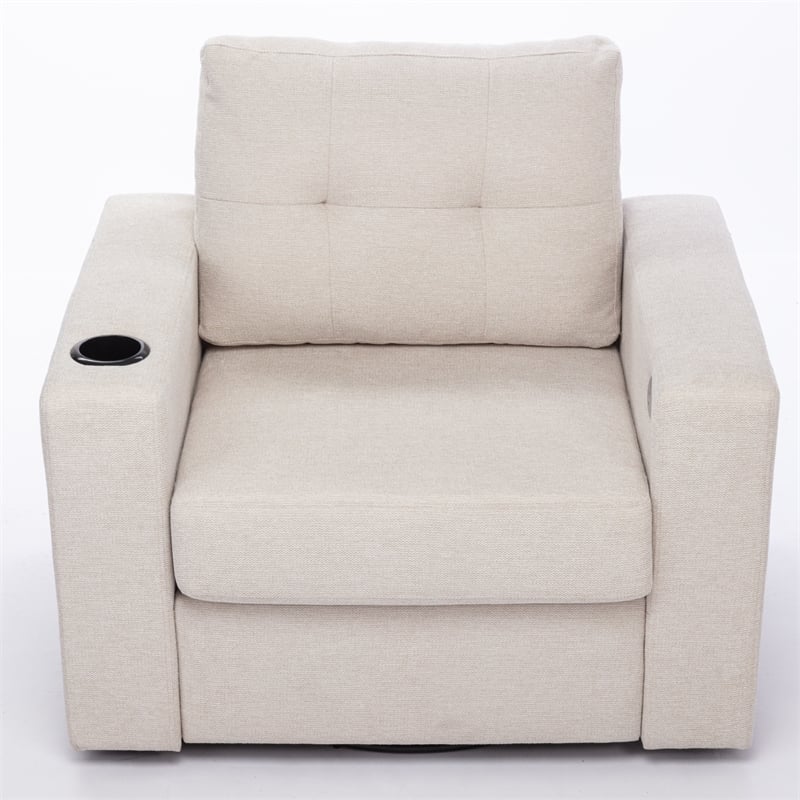 CRO Decor Modern White Velvet 90-degree Swivel Single Sofa Chair