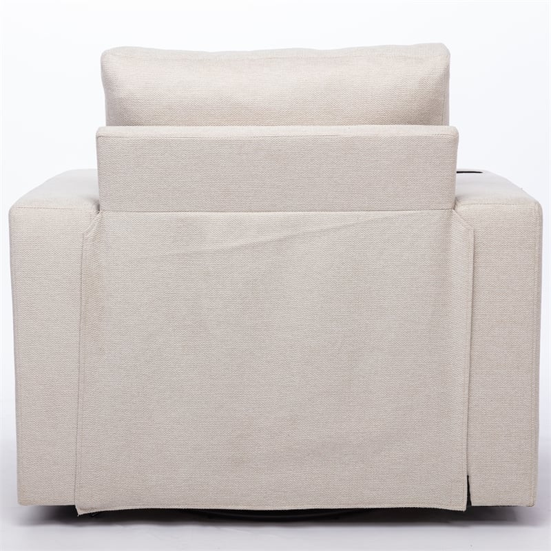 CRO Decor Modern White Velvet 90-degree Swivel Single Sofa Chair