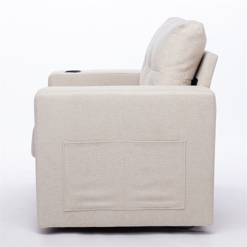 CRO Decor Modern White Velvet 90-degree Swivel Single Sofa Chair