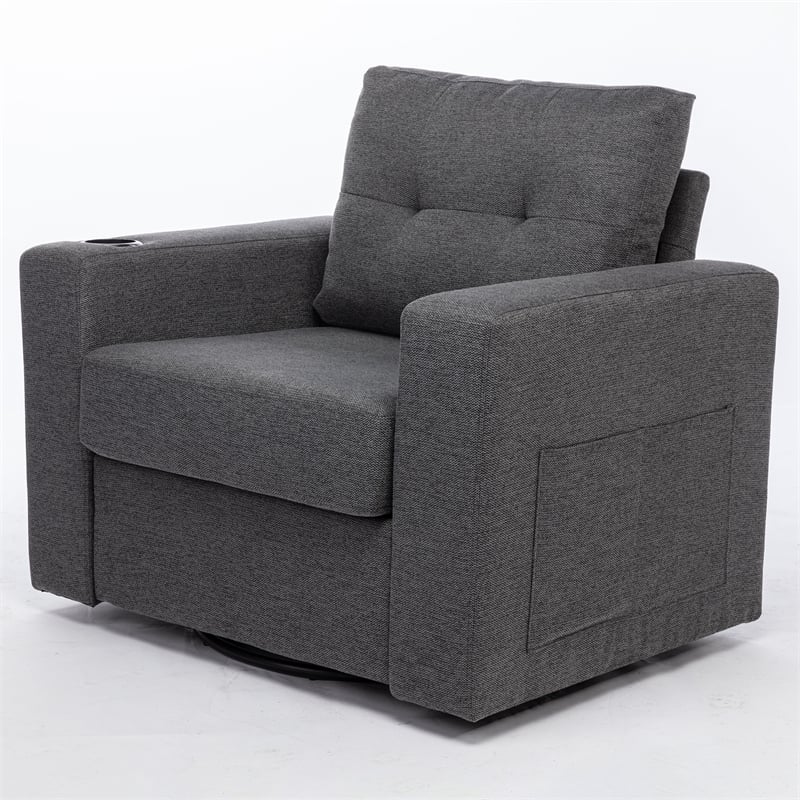 CRO Decor  Modern Gray Velvet 90-degree  Swivel  Single  Sofa Chair