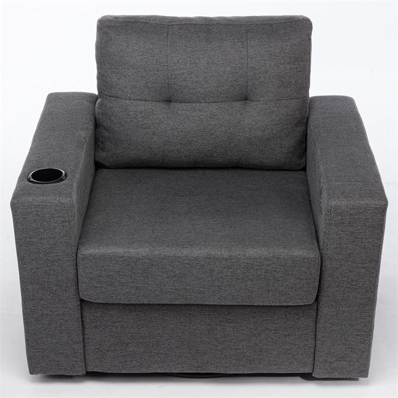 CRO Decor  Modern Gray Velvet 90-degree  Swivel  Single  Sofa Chair