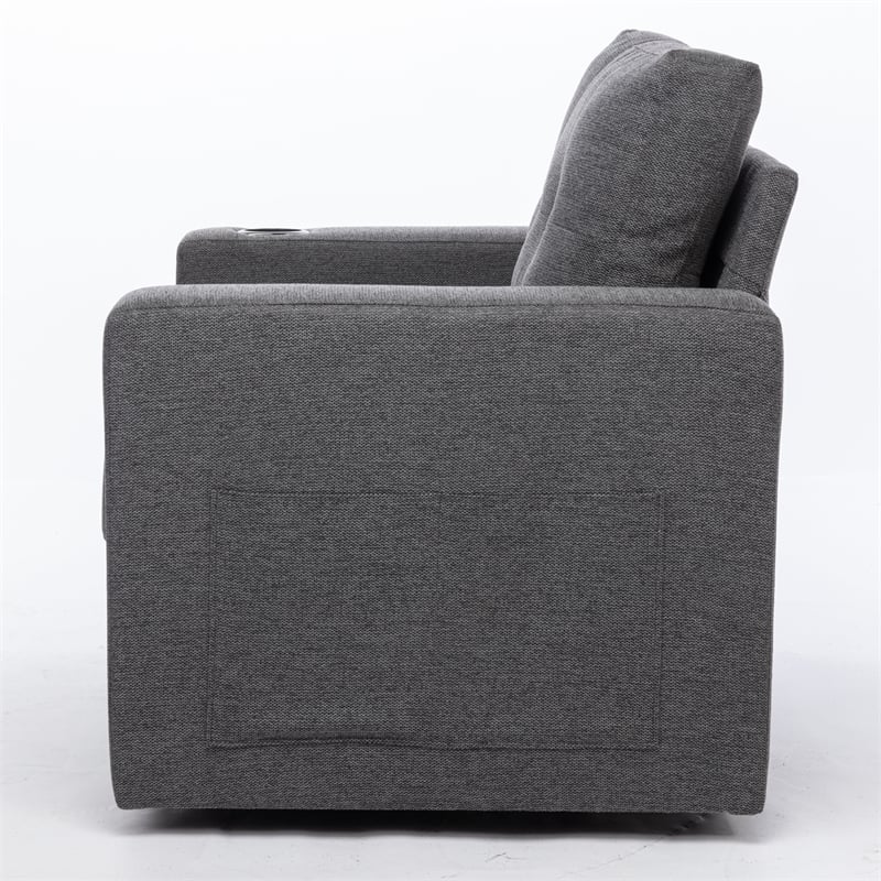 CRO Decor  Modern Gray Velvet 90-degree  Swivel  Single  Sofa Chair