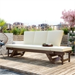 CRO Decor Outdoor Adjustable Patio Wooden Sofa Chaise Lounge with Beige Cushion