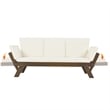 CRO Decor Outdoor Adjustable Patio Wooden Sofa Chaise Lounge with Beige Cushion