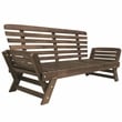 CRO Decor Outdoor Adjustable Patio Wooden Sofa Chaise Lounge with Beige Cushion