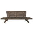 CRO Decor Outdoor Adjustable Patio Wooden Sofa Chaise Lounge with Beige Cushion