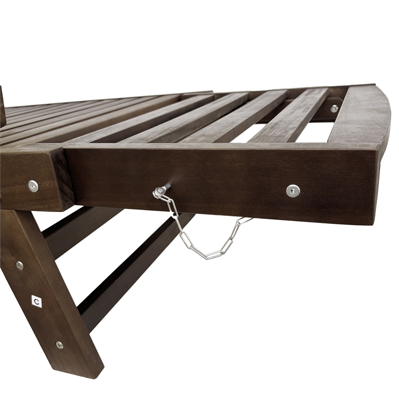 CRO Decor Outdoor Adjustable Patio Wooden Sofa Chaise Lounge with Beige Cushion