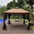 CRO Decor Outdoor Pop up Detachable Zipper Mesh Brown Pavilion Canopy
