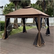 CRO Decor Outdoor Pop up Detachable Zipper Mesh Brown Pavilion Canopy