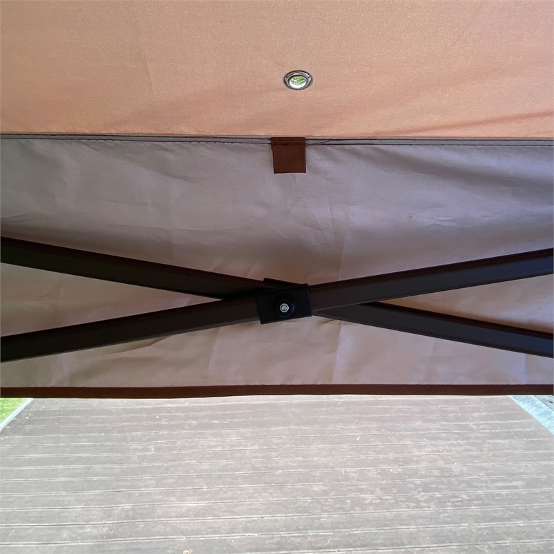 CRO Decor Outdoor Pop up Detachable Zipper Mesh Brown Pavilion Canopy