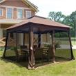 CRO Decor Outdoor Pop up Detachable Zipper Mesh Brown Pavilion Canopy