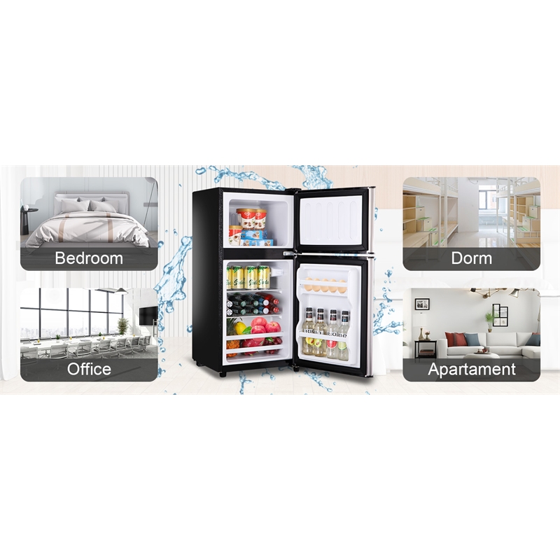 CRO Decor 3.5 Cubic Feet Compact Steel Mini Silver Color Refrigerator
