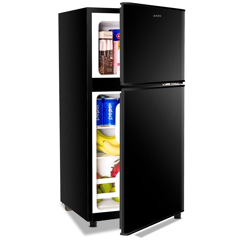 CRO Decor 3.5 Cubic Feet Compact Steel Mini Black Refrigerator