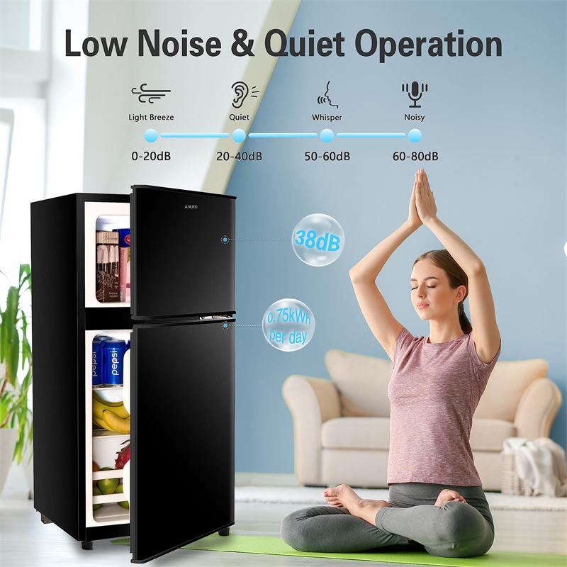 CRO Decor 3.5 Cubic Feet Compact Steel Mini Black Refrigerator