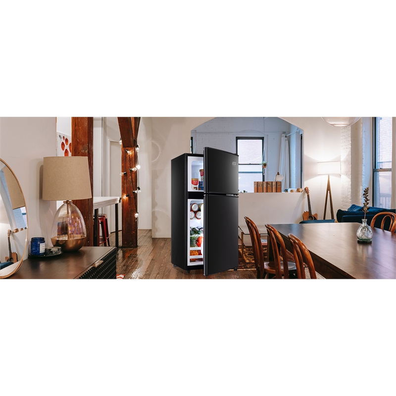 CRO Decor 3.5 Cubic Feet Compact Steel Mini Black Refrigerator