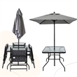 CRO Decor Black Metal Terrace Furniture Table and Chair Set with Umbrella
