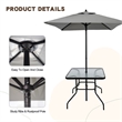 CRO Decor Black Metal Terrace Furniture Table and Chair Set with Umbrella