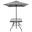 CRO Decor Black Metal Terrace Furniture Table and Chair Set with Umbrella