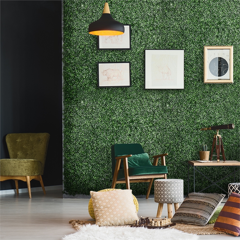 CRO Decor  Artificial Boxwood Panels Topiary Wall Greenery Backdrop with Green