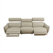 CRO Decor Beige Top Grain Leather and PVC 3-Piece Living Room Recliner Sofa Set