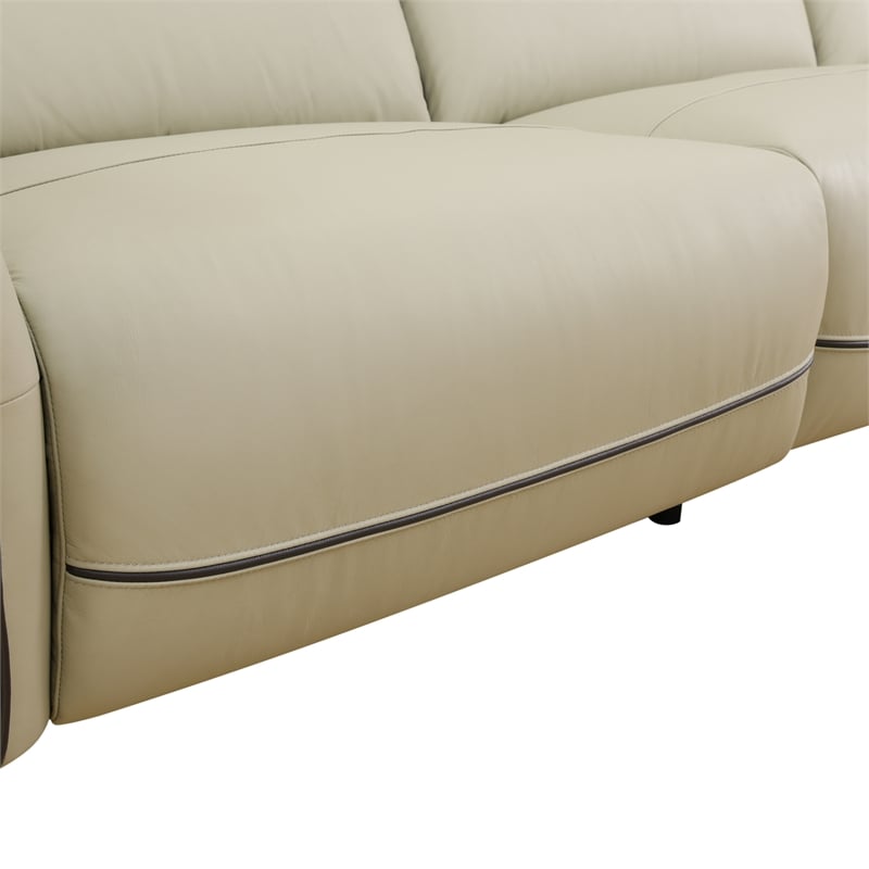 CRO Decor Beige Top Grain Leather and PVC 3-Piece Living Room Recliner Sofa Set