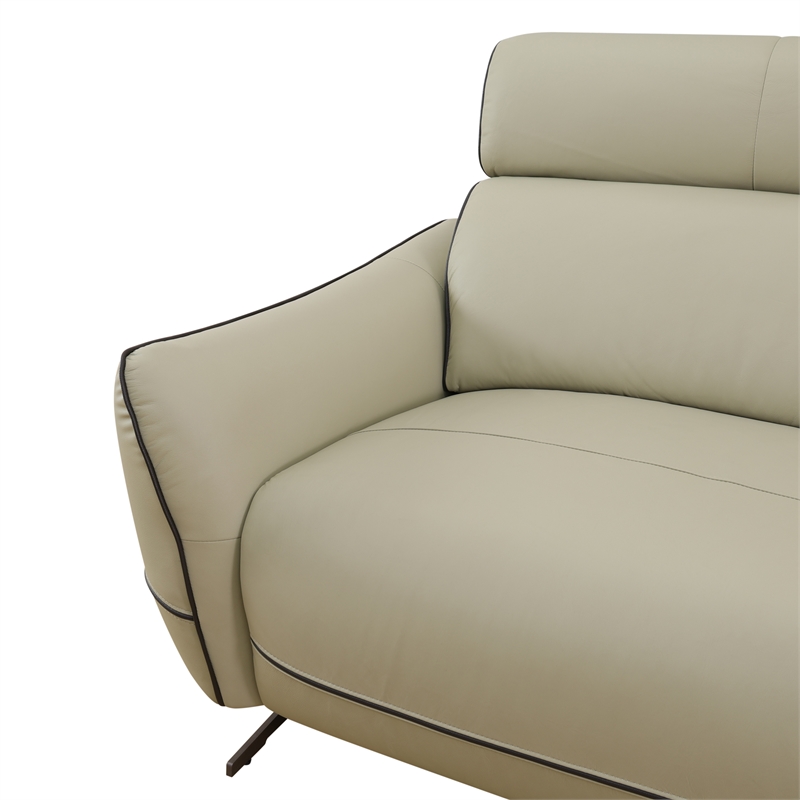 CRO Decor Beige Top Grain Leather and PVC 3-Piece Living Room Recliner Sofa Set