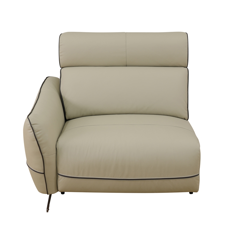 CRO Decor Beige Top Grain Leather and PVC 3-Piece Living Room Recliner Sofa Set